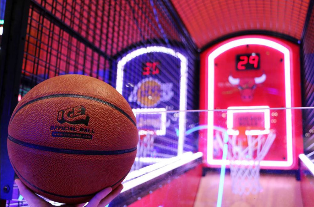 Sega NBA Hoops arcade cabinet close-up